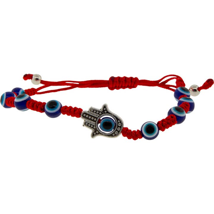Adjustable Bracelet Red - Evil Eye w/ Fatima Hand (Each) for wholesale by Kheops International