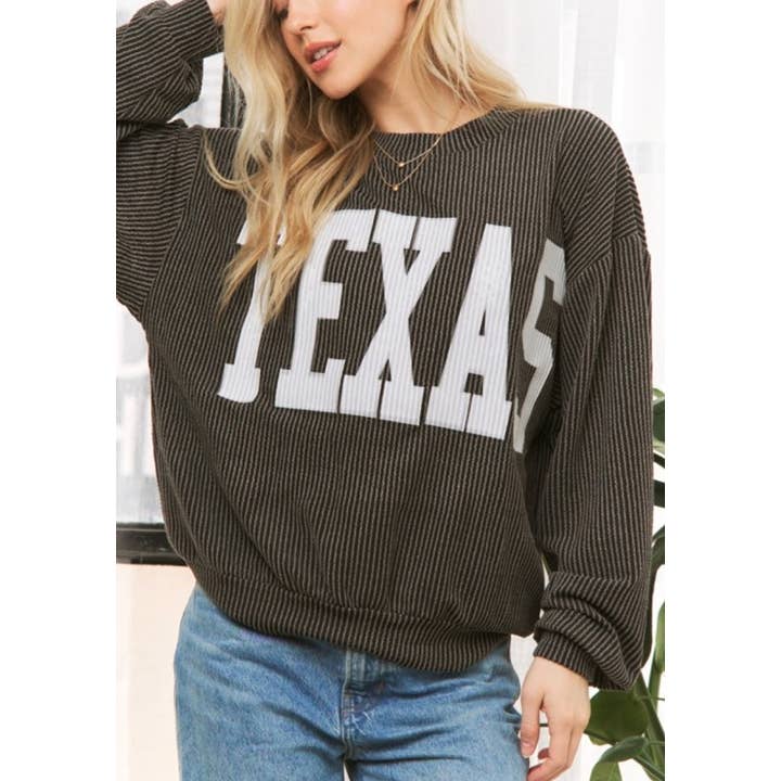 Coloring You - Wholesale Graphic Sweatshirt - Women's - 9078 TEXAS PRINT RIB CORD SWEATSHIRT21