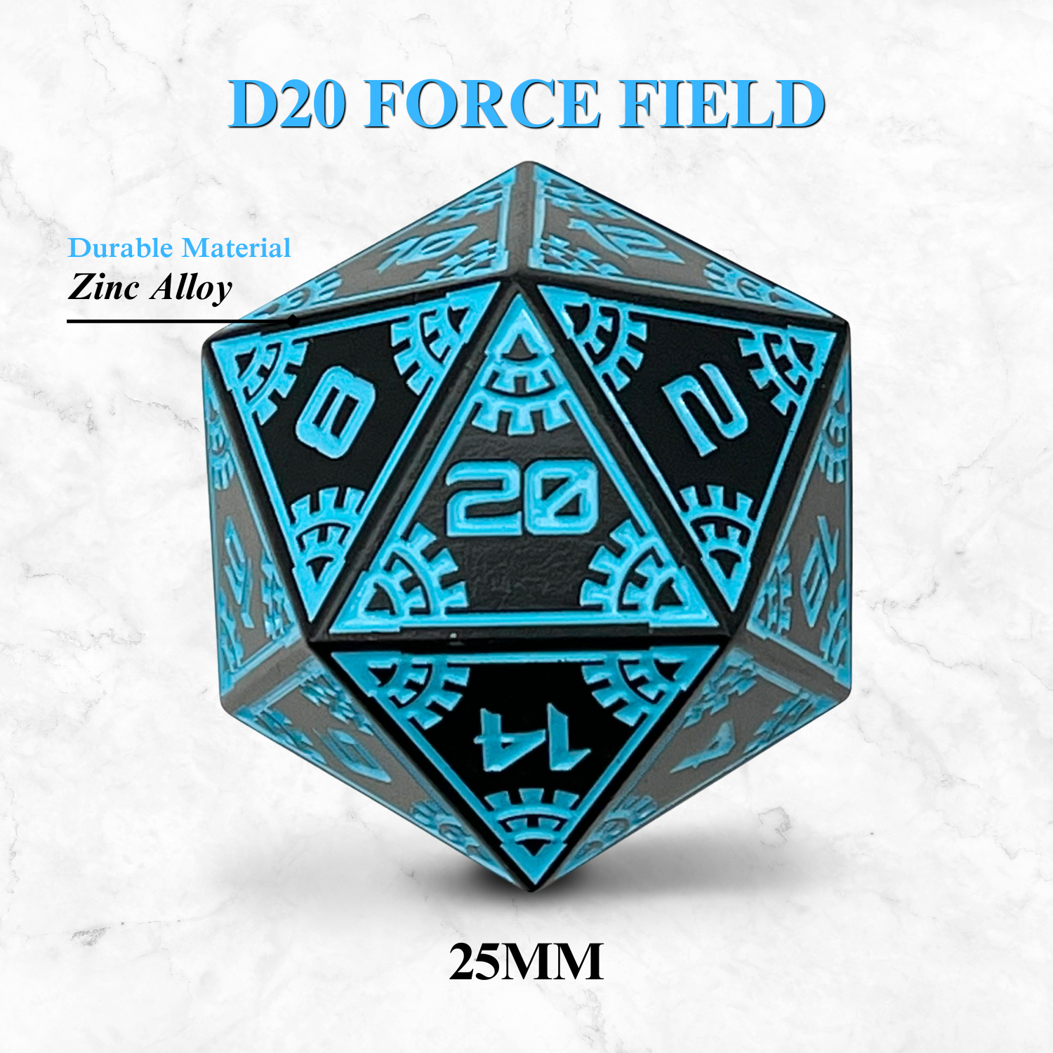 Norse Foundry - Wholesale Dice - Space Dice Meteor Runestones™ - 25mm D20 - Force Field0