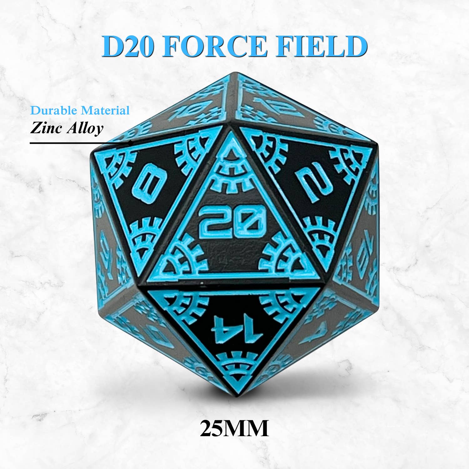 Norse Foundry - Wholesale Dice - Space Dice Meteor Runestones™ - 25mm D20 - Force Field