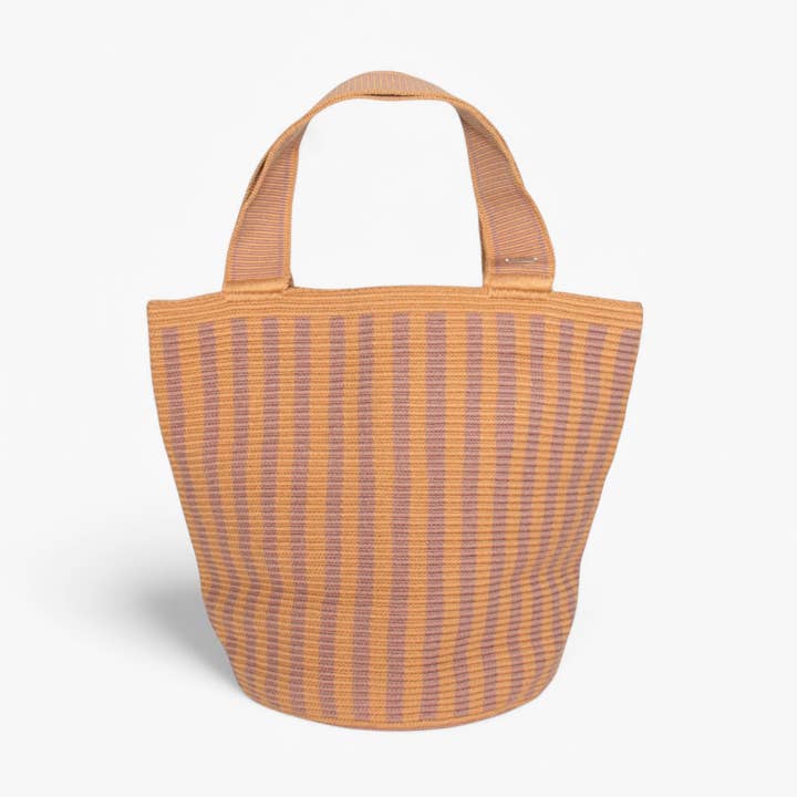Stripe round tote bag L | Petal for wholesale by Guajii Design