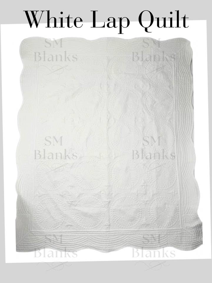 White Heirloom Lap Quilt for wholesale by SM Blanks