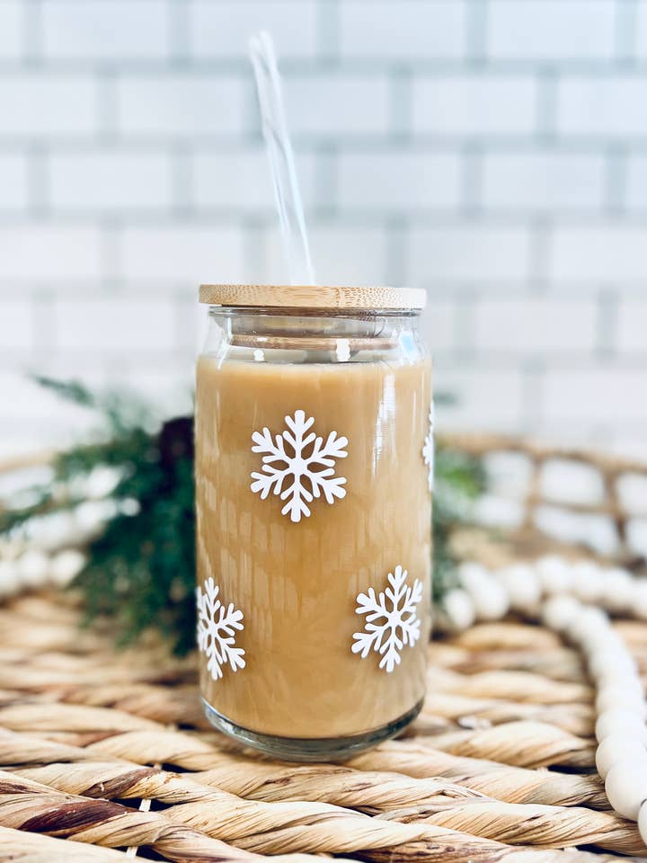 Snowflake - Holiday - Christmas Beer Can for wholesale by Salty Spouse Glassware