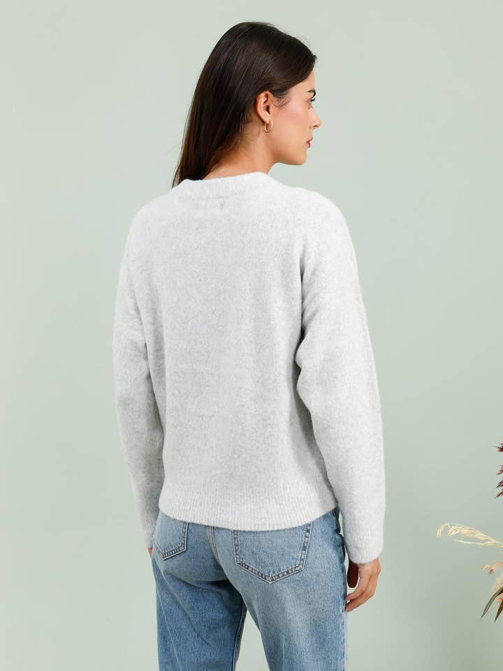 MOOYA - Wholesale Cardigan - Women's - Plain knit cardigan with rhinestone detail - SCF0153