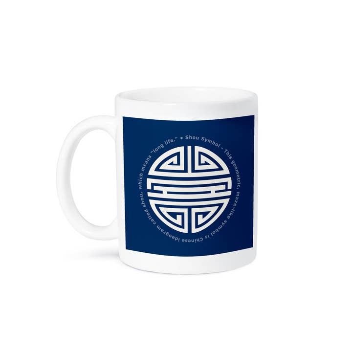 3dRose - Wholesale Coffee Mug - 3dRose, Shou Symbol on blue background Chinese ideogram Long Life, Mug8