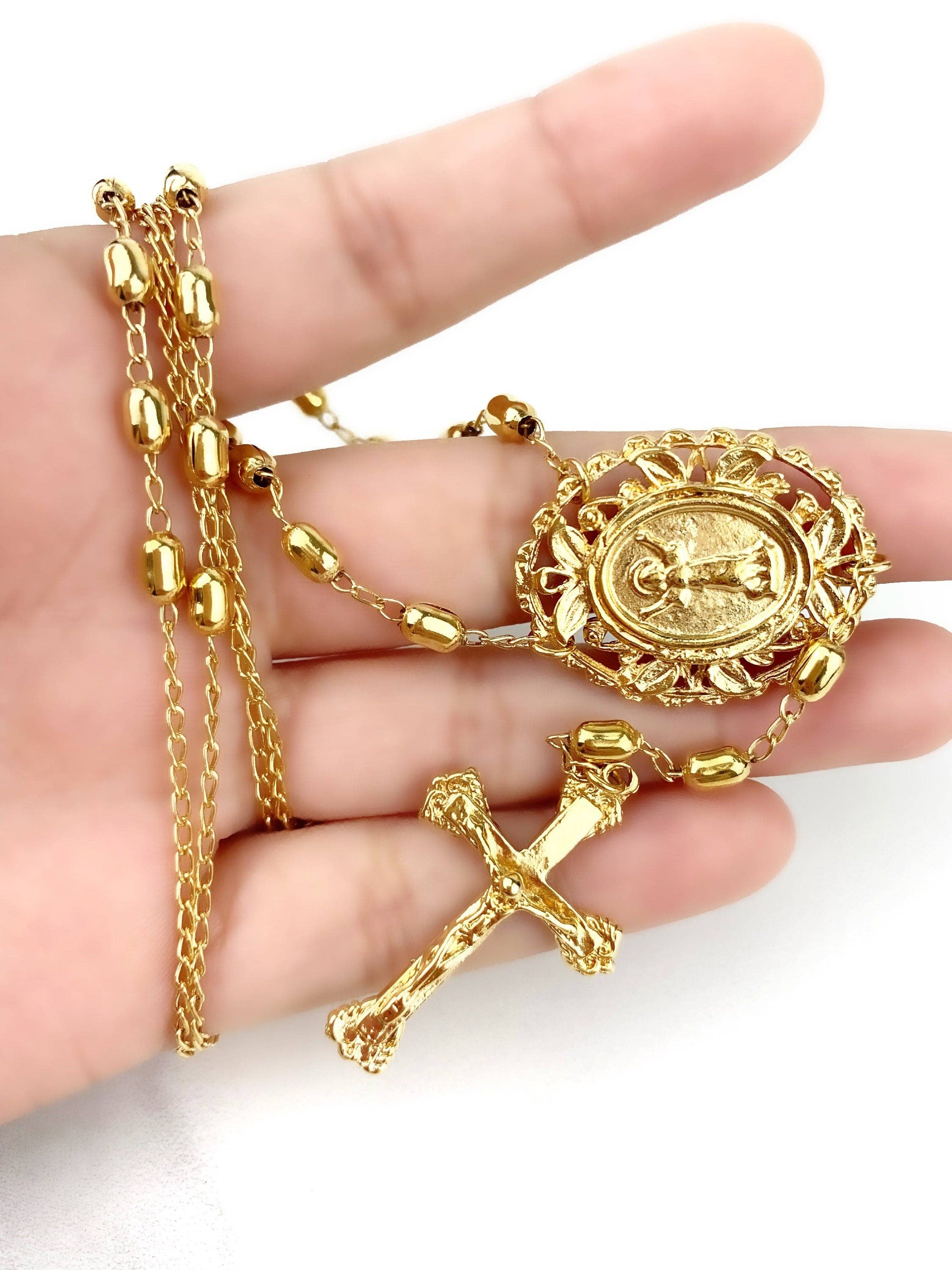 Luxus Accessories - Wholesale Prayer Beads Necklace - 18k Gold Filled Beaded Divine Child Rosary4