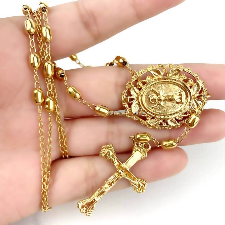 Luxus Accessories - Wholesale Prayer Beads Necklace - 18k Gold Filled Beaded Divine Child Rosary4