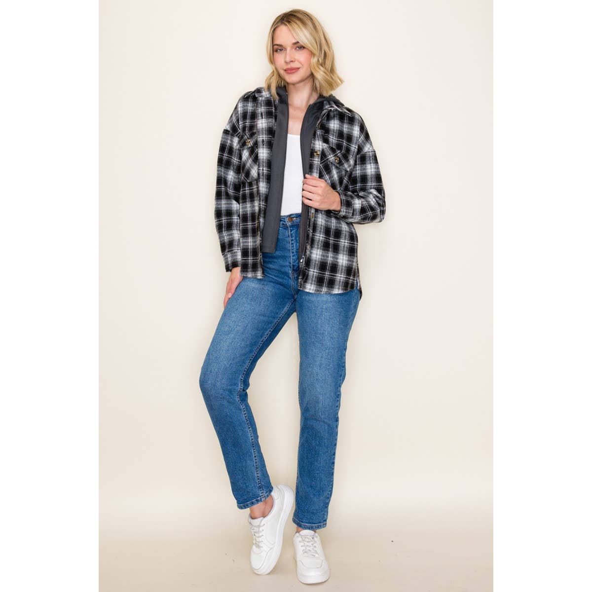 STACCATO - Wholesale Jacket - Women's - TWOFER FRENCH TERRY PLAID JACKET5