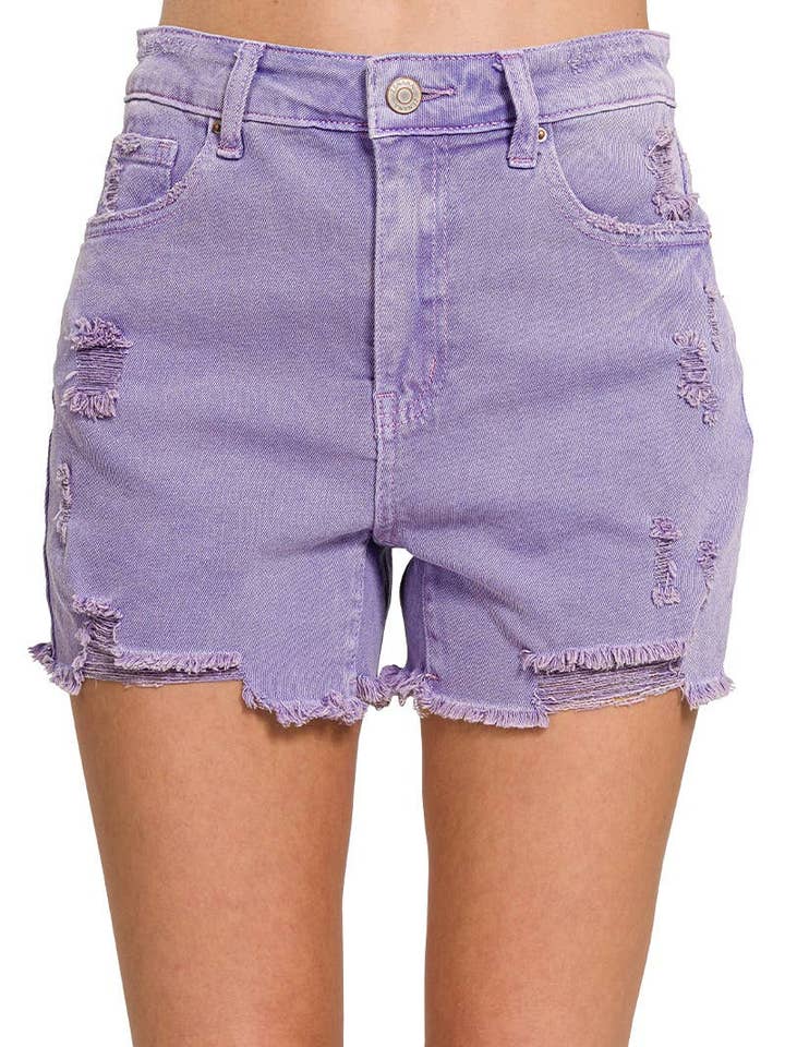Distressed Raw Hem Shorts for wholesale by Vanilla Monkey