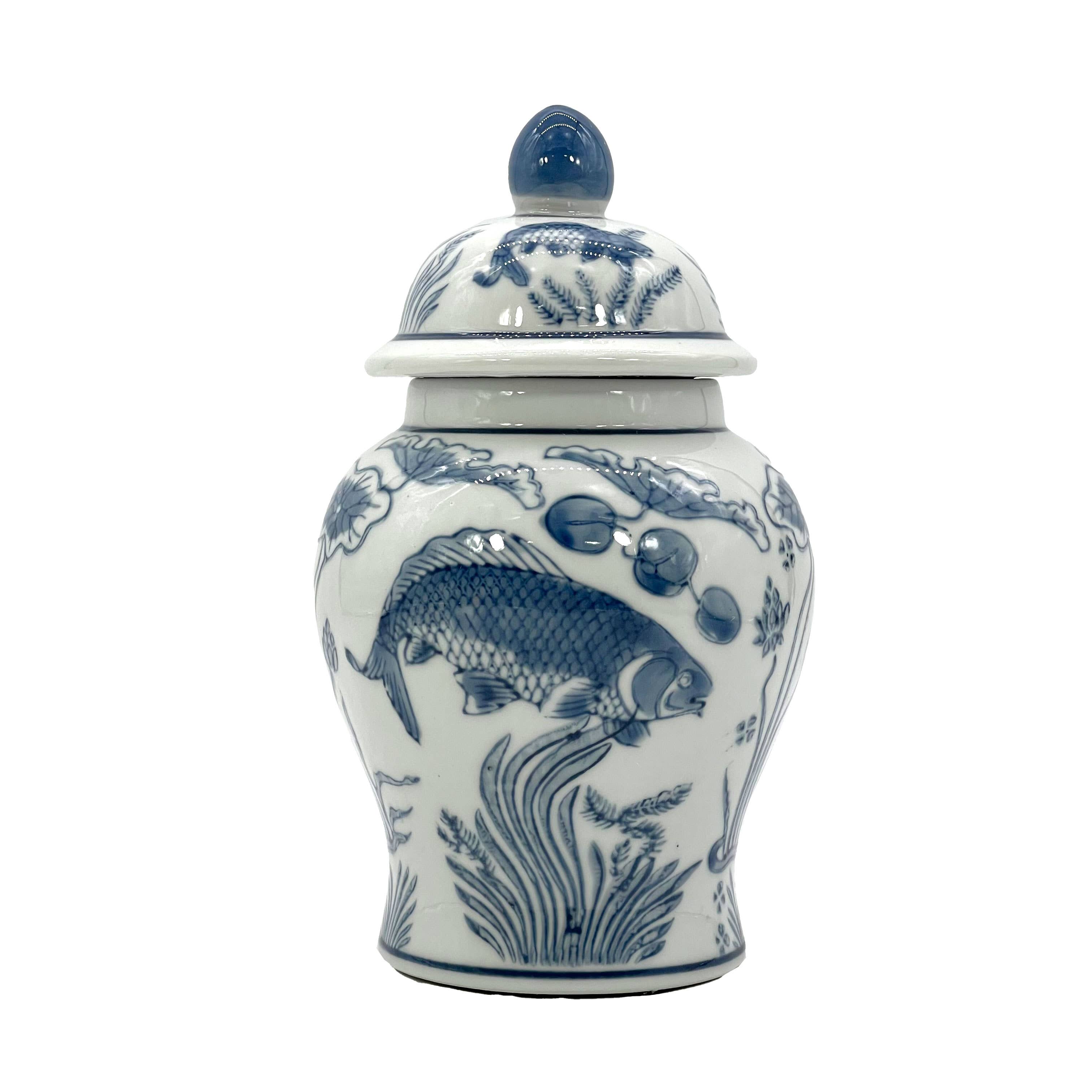 Galt International Company – wholesale Decorative jar – Small Chinoiserie Ceramic Decorative Tea & Ginger Jar 8"47
