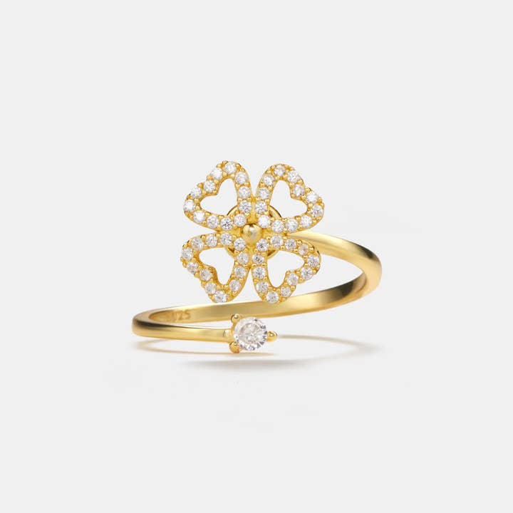 Four Leaf Clover Fidget Spinner Ring in 925 Sterling Silver for wholesale by Perimade & Co. LLC