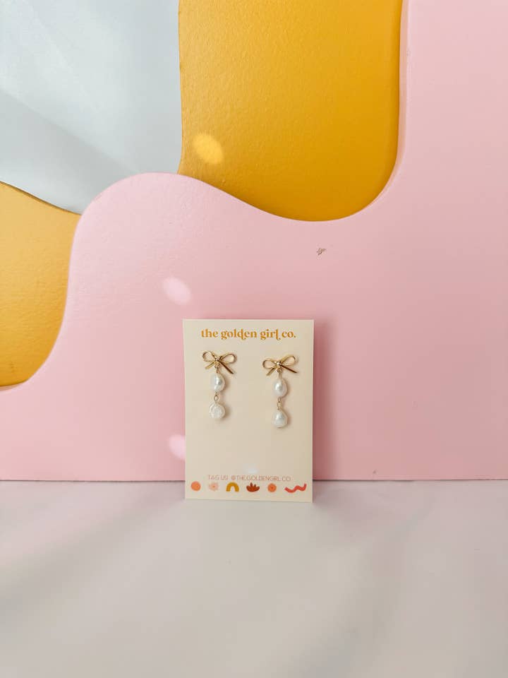 Double Pearl Dangles for wholesale by The Golden Girl Co.