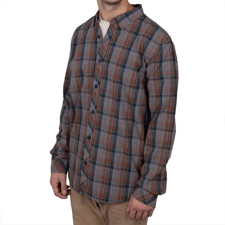 O'Neill - Casbar Navy Plaid Long Sleeve Button-Up Shirt for wholesale by Official Store