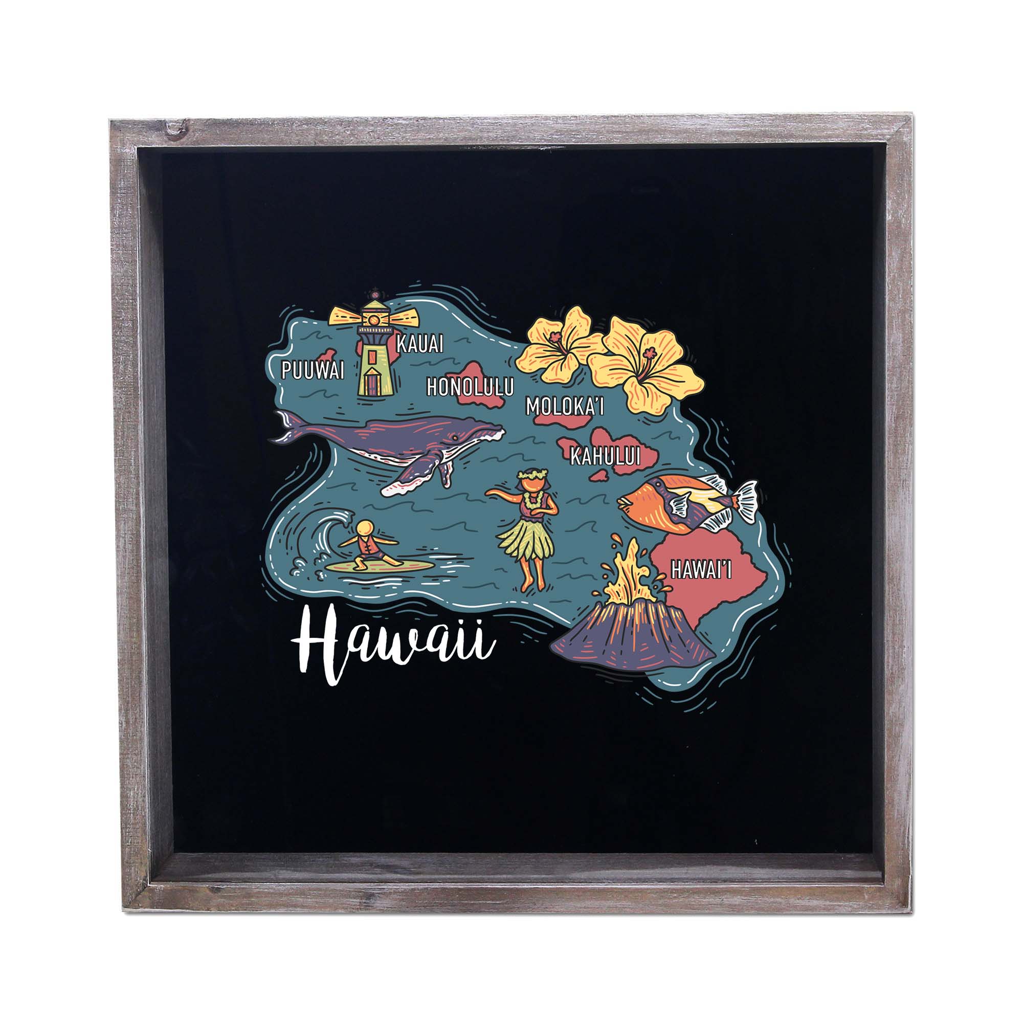 Torched Products - Wholesale Sign - State Map Design Shadow Box - Gray8