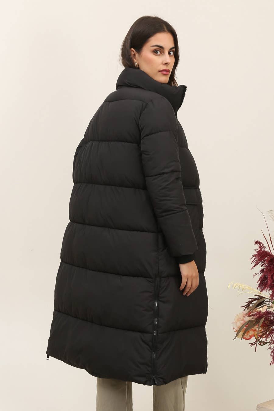 Attrait Paris - Vendita all'ingrosso Piumino - Donna - Giacca imbottita lunga trapuntata con collo alto1