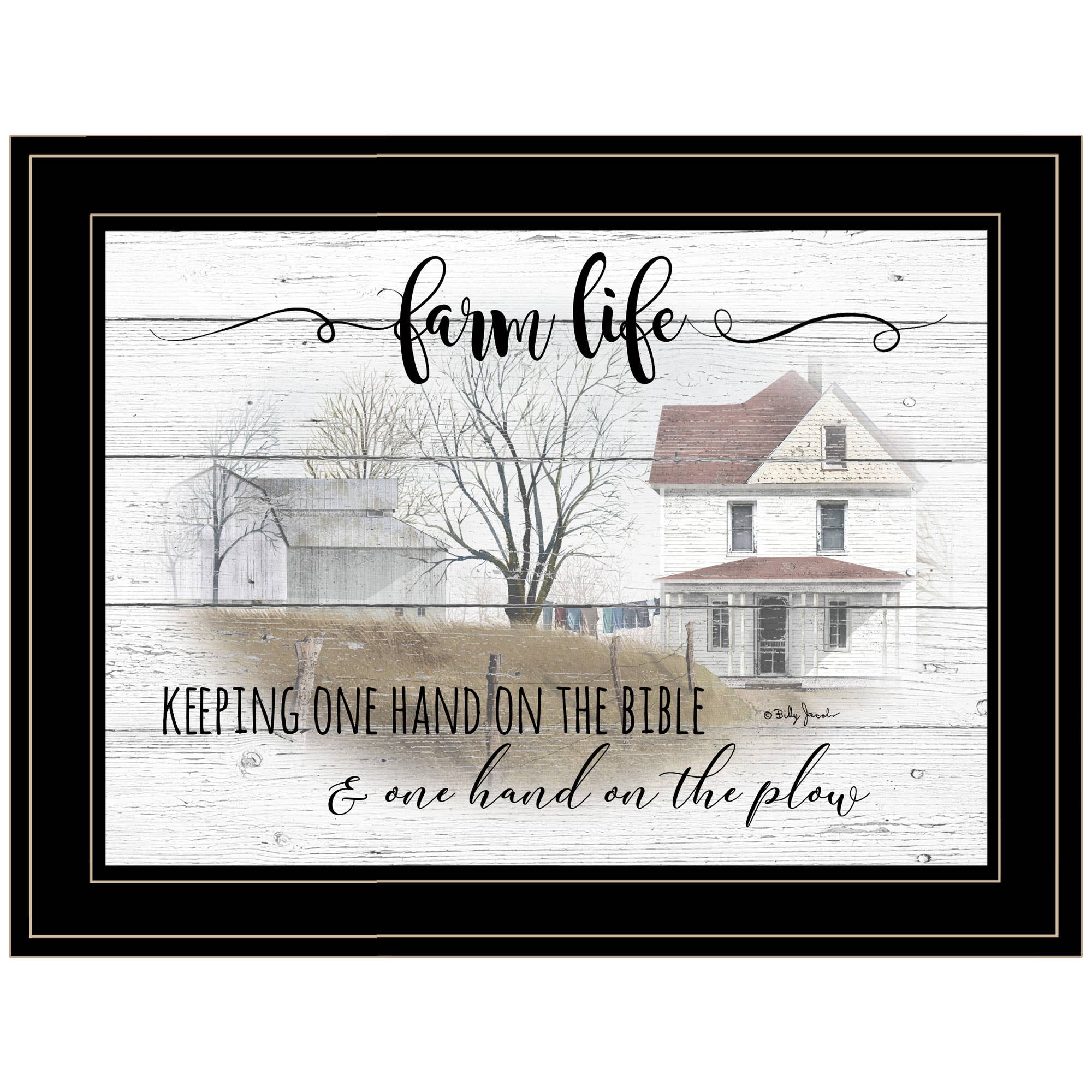 Trendy Decor 4U - Wholesale Art Print - "Farm Life" by Billy Jacobs Framed Print, Black Frame0