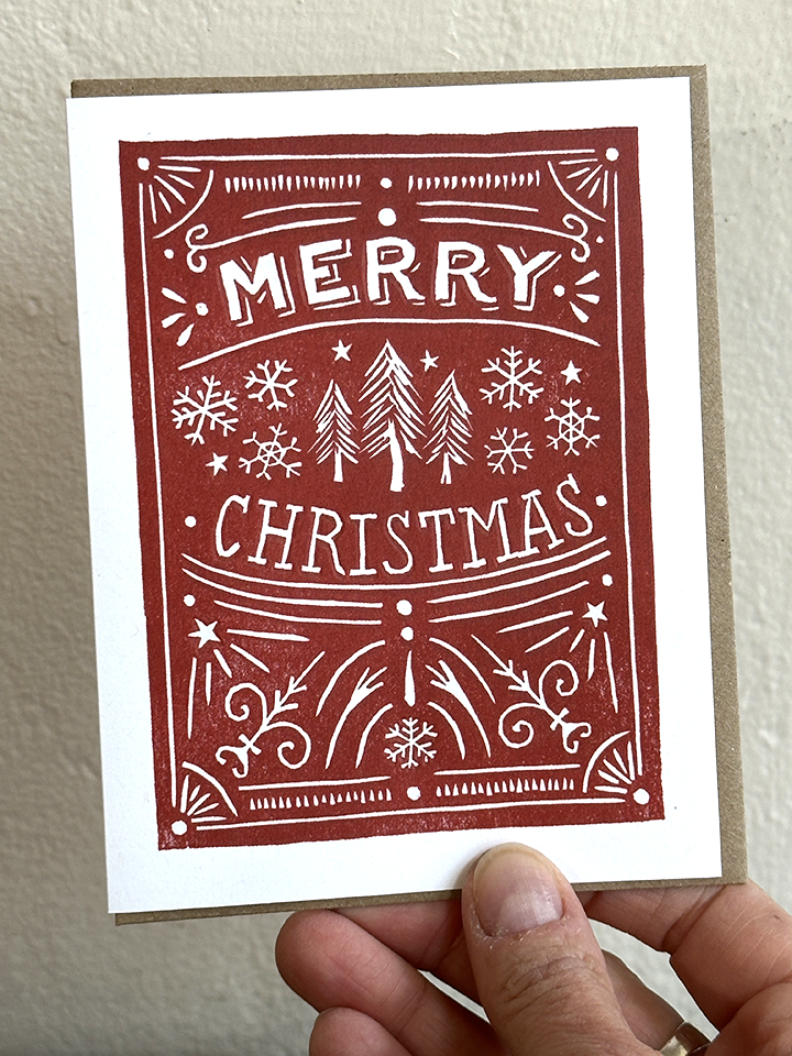 Lynn-oleum - Wholesale Christmas Card - Merry Christmas Folk LETTERPRESS CARD1