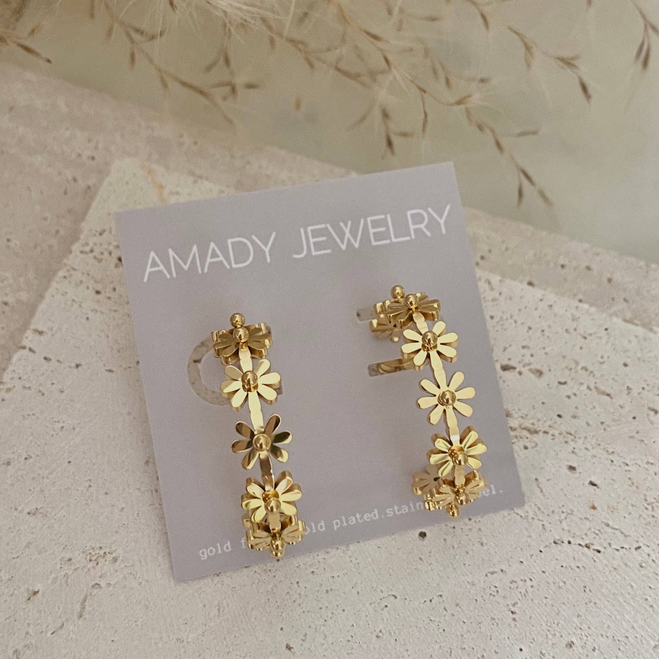 Amady Jewelry - Wholesale Hoop Earrings - Flower Hoop Earrings 18K gold plated lightweight water resis3