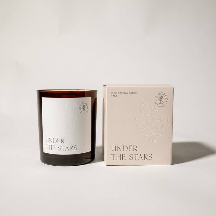 Three More Days Collection - Wholesale Jar/Filled Candle - UNDER THE STARS: WATER LILY / JASMINE / GUAIAC WOOD / LOTUS / SANDALWOOD AMBER CANDLE 200G2