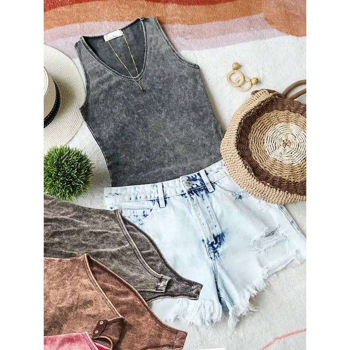 Black Mineral Wash Bodysuit for wholesale by Gabriel Clothing Co