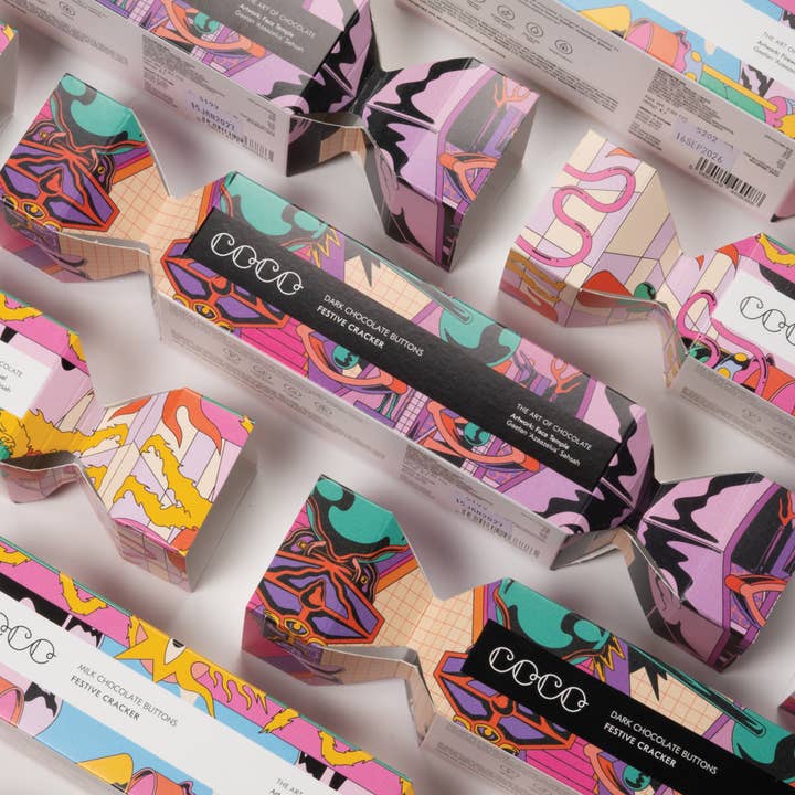COCO Chocolatier - Vendita all'ingrosso Confezioni di cioccolatini - Festive Cracker - Bottoni al cioccolato al latte2