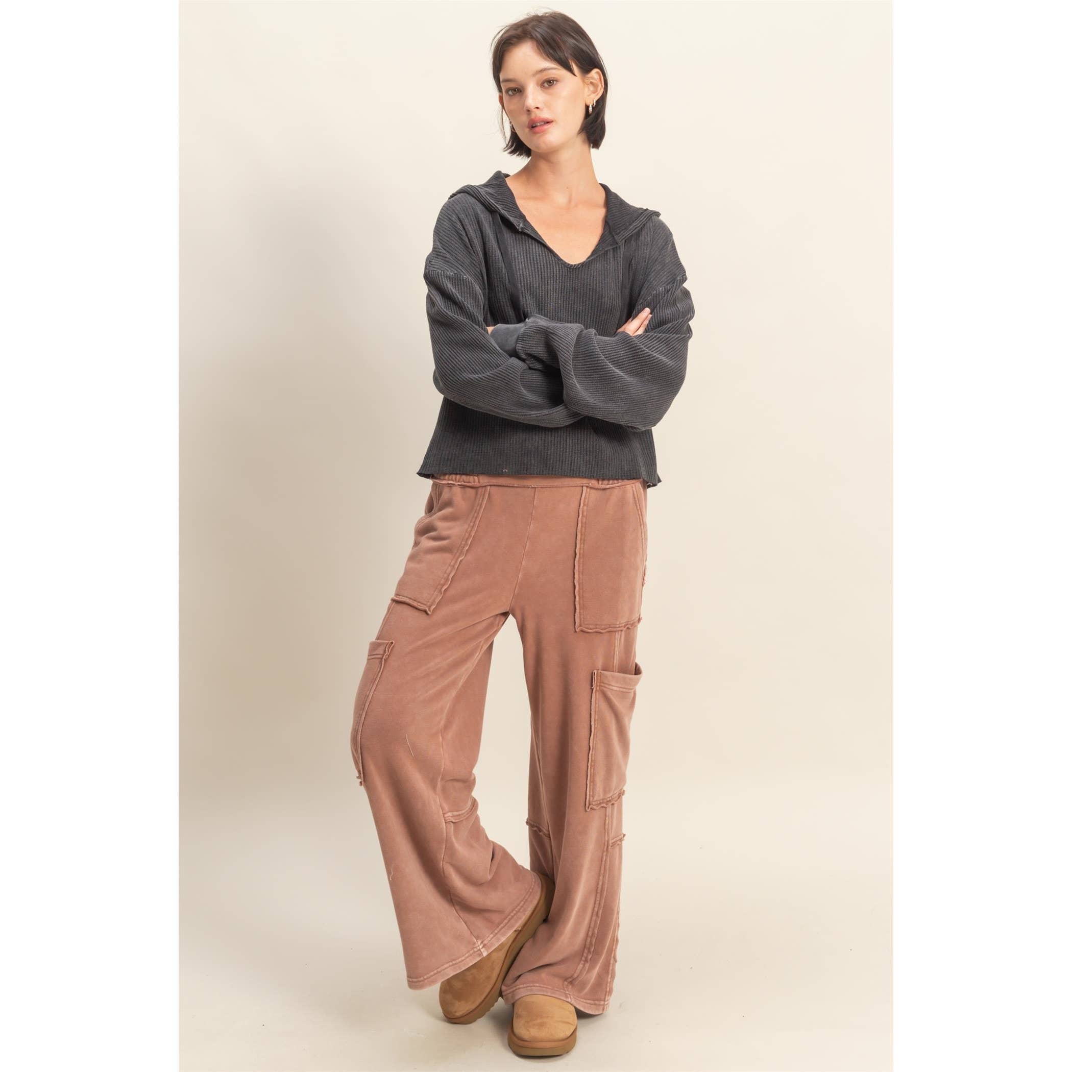 HYFVE – Hoodie – Mulher por atacado – Hoodie de Malha Waffle Cropped com Lavagem Mineral19