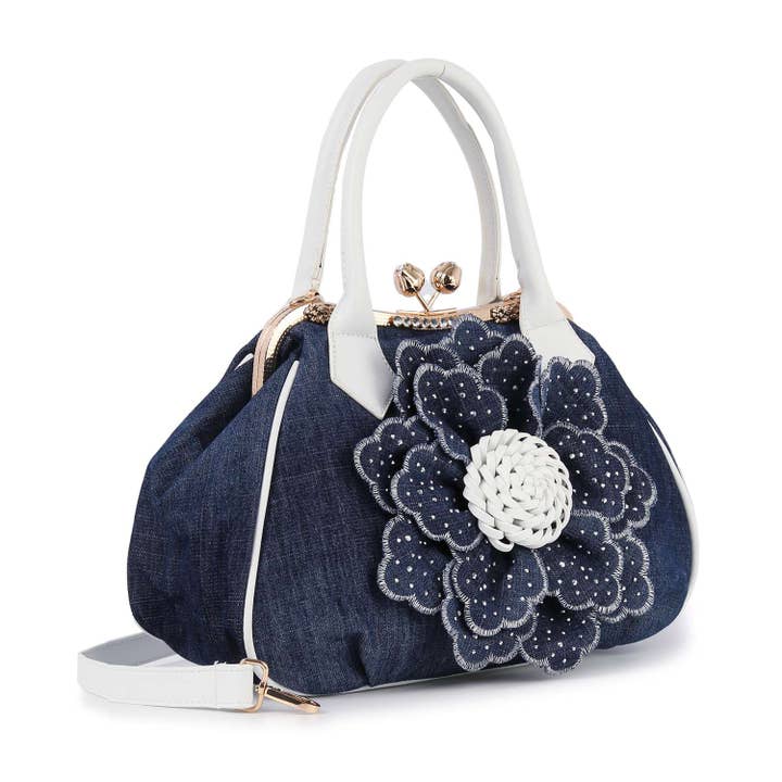 Handbag Express - Vendita all'ingrosso Borsa tote - Donna - Borsa a mano con struttura in metallo con fiori rialzati12