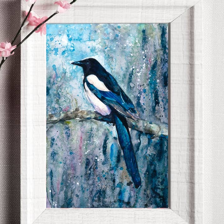"Magpie" Fine Art Print for wholesale by Naomi Neale Art