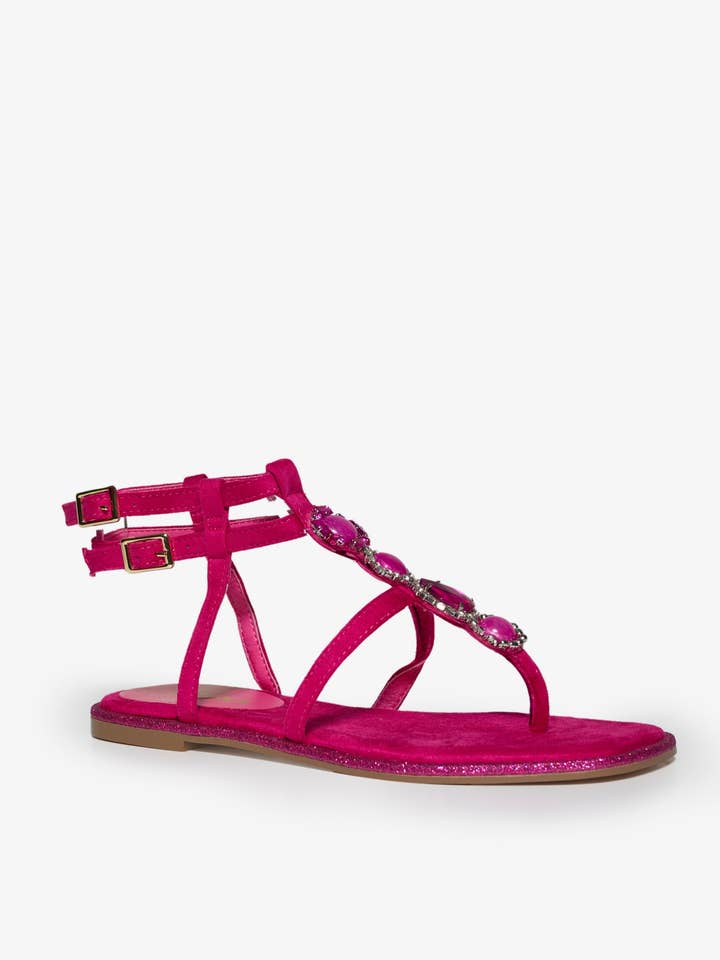 Fuchsia Petal-sandaler med stenar för wholesale av CRISTINA FERREIRA