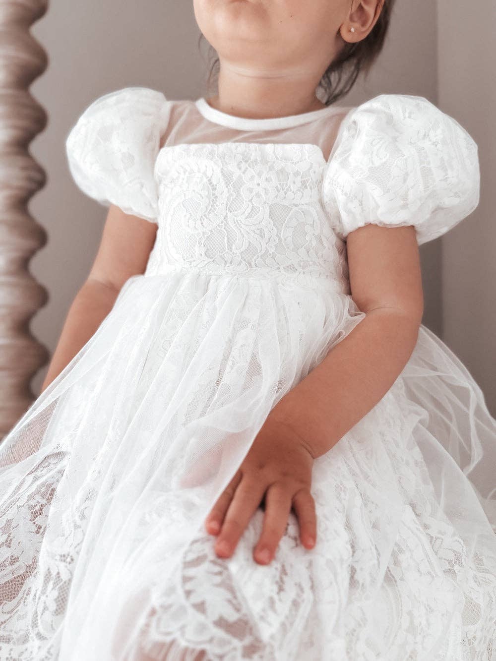 A Little Lacey – wholesale Dress – Kids – Genevieve Girls White Lace Dress0