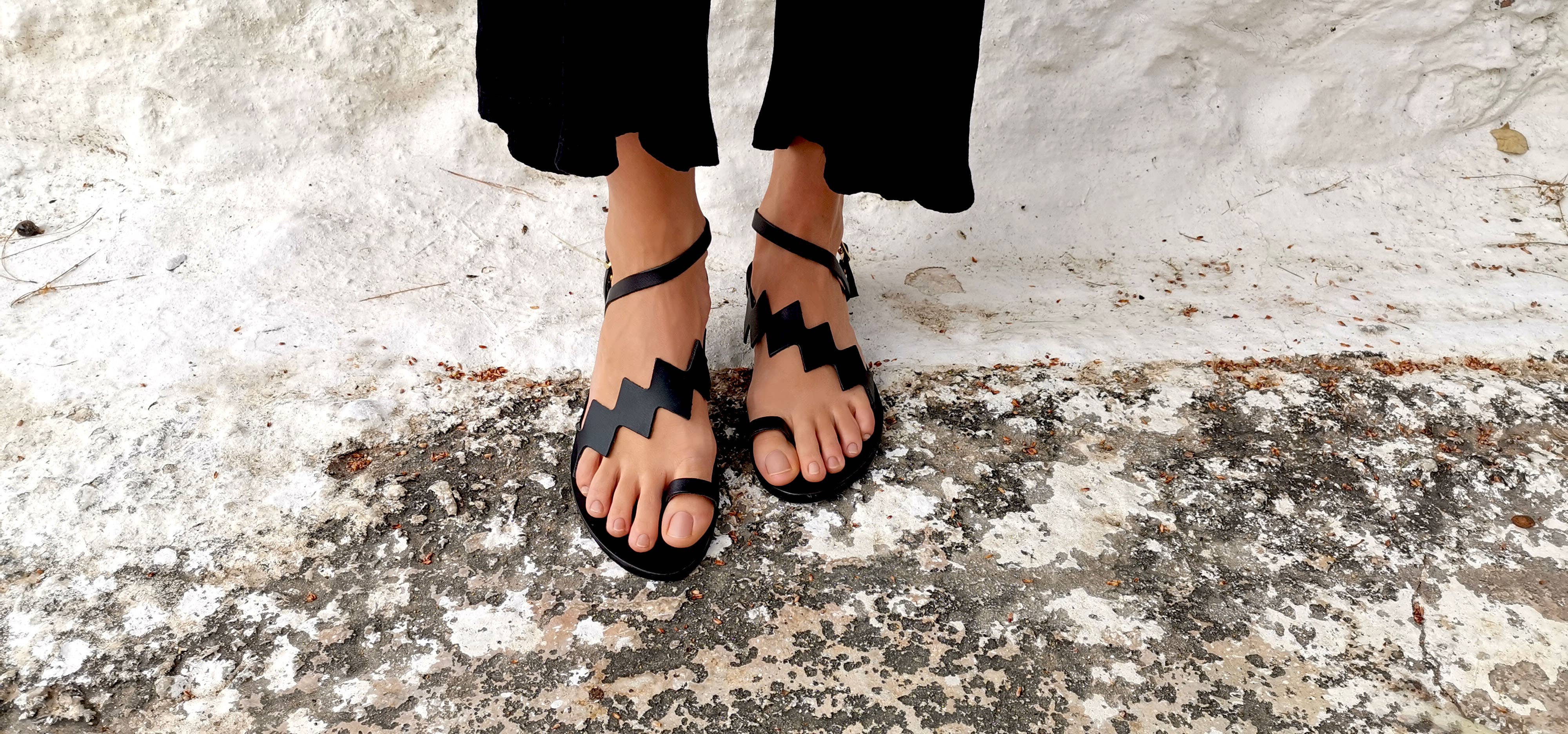 Buy wholesale sandals/ Greek leather sandals/ t-strap sandals/ ancient -  Beige - Mesati Sandal