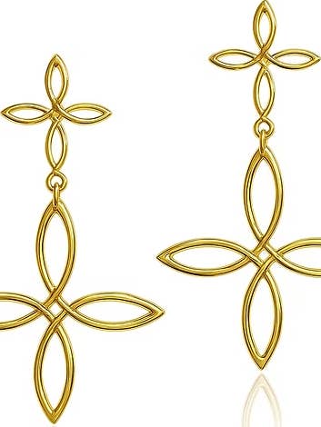 Cecille's Celtic Cross Post Back Dangle Earrings for wholesale by My Girl in LA