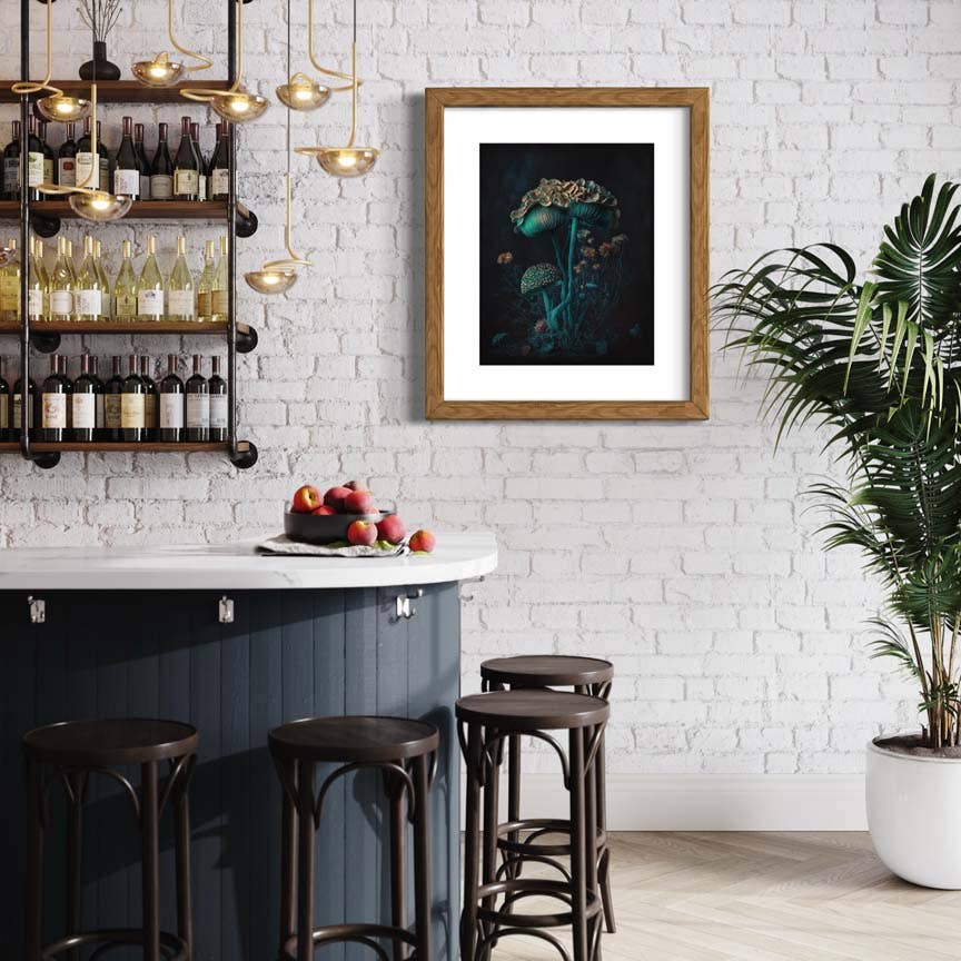 Salty Alyce - Wholesale Art Print - Gothic Floral Still Life Vintage Blue Mushroom Wall Art RD643