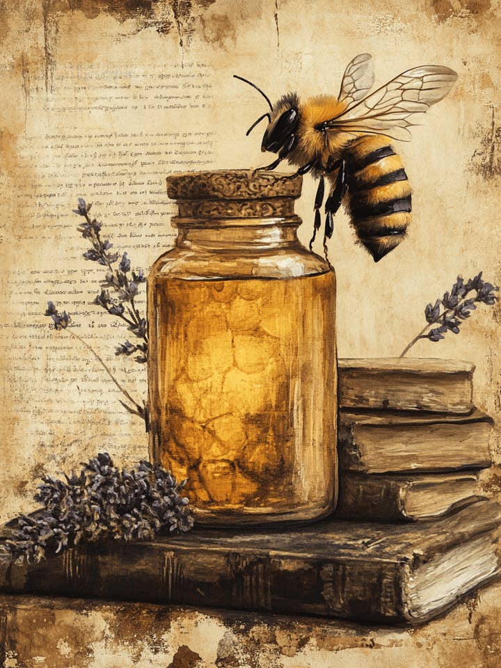 Honey & Bee Still-Life - Honey & Bee Wall Art Prints – 8″x10″ Artwork for 11″x14″ Frame for wholesale by Mowbi