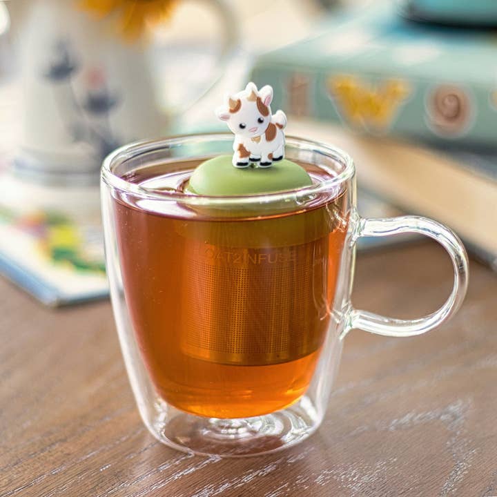 Float2infuse Tea Infuser - Wholesale Tea Strainer/Infuser - Brown Goat | Floating Tea Steeper | Green Base | Brown2