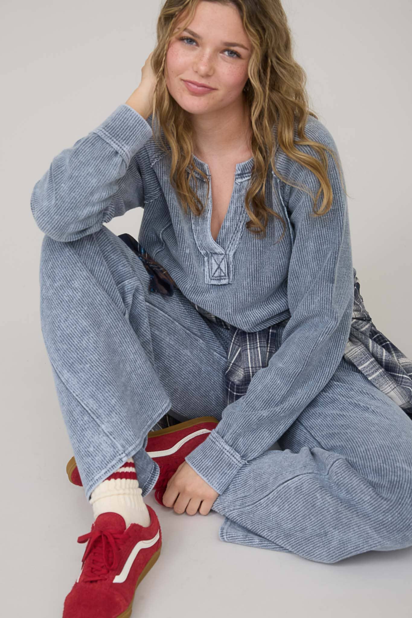 Blu Pepper – wholesale Byxor - Dam – TVÄTTADE HÖG MIDJA DRAWSNÖRE LOUNGEBYXOR5