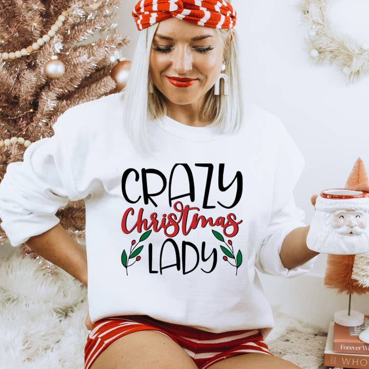 Sudadera navideña Crazy Christmas Lady para venta al por mayor de Londas Trendy Tees