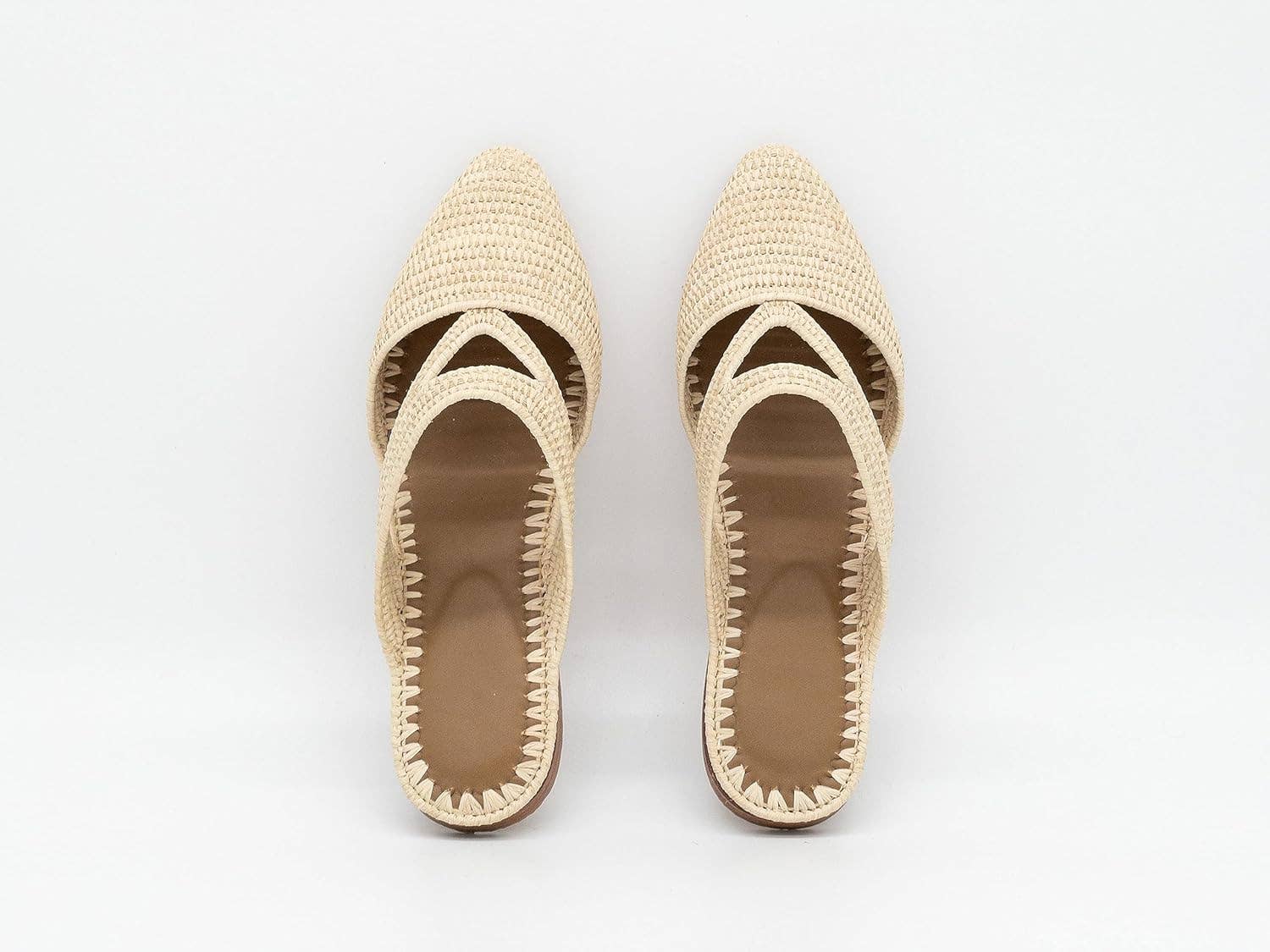 Beige Moroccan Raffia Slippers, Raffia shoes, raffia flats for wholesale on Faire
