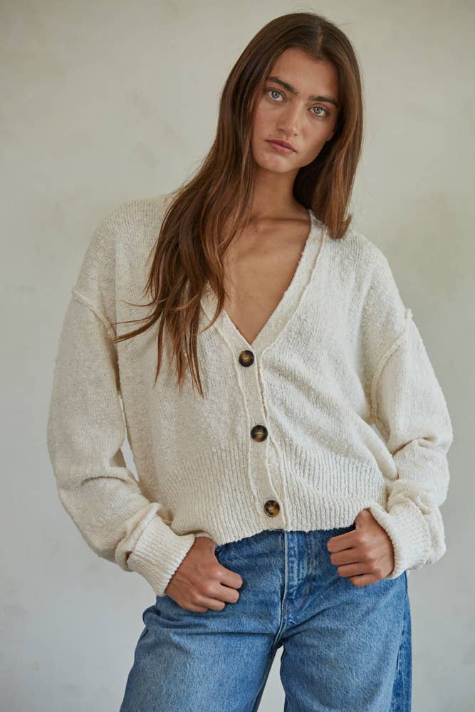 Ivory W1546 | Knit Sweater Button Down Cardigan for wholesale on Faire