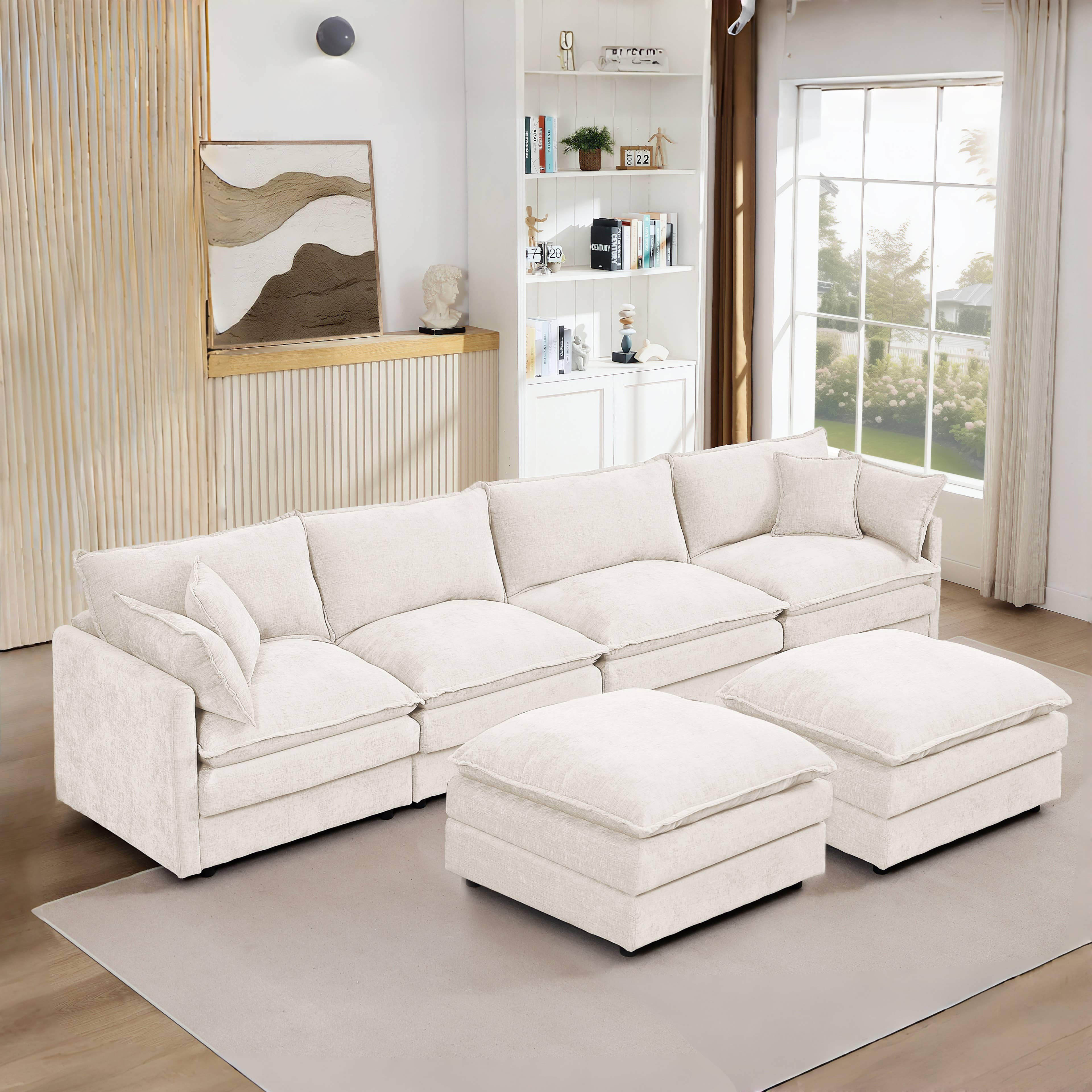 39F Inc. - Wholesale Sofa - Lunara 130" U-Shaped Sectional Sofa w 2 Ottomans,7 Colors32