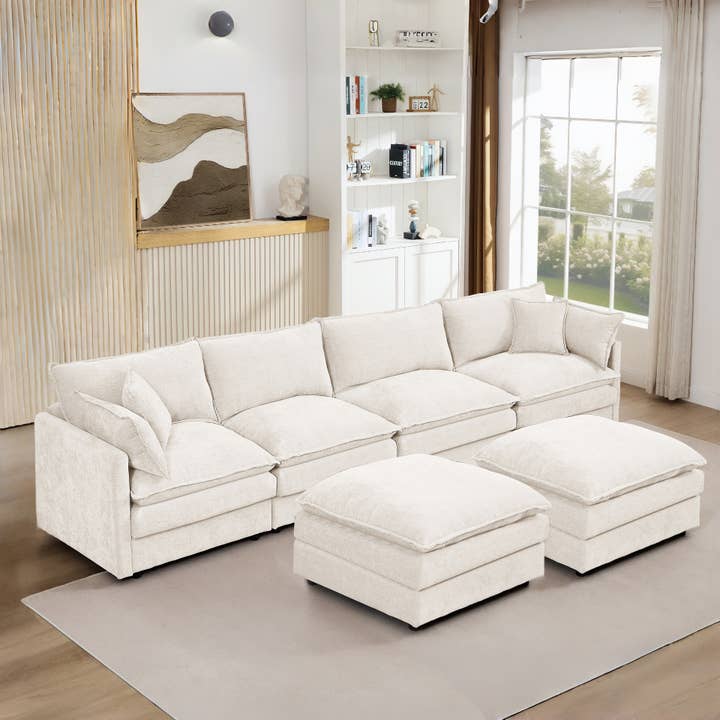 39F Inc. - Wholesale Sofa - Lunara 130" U-Shaped Sectional Sofa w 2 Ottomans,7 Colors32
