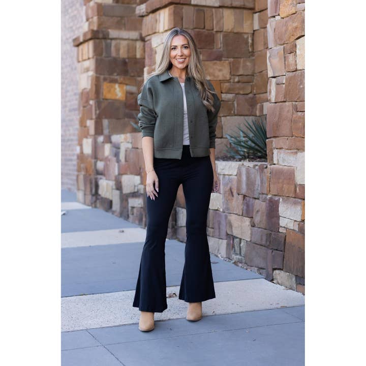 The Natalie Black Super Flare Leggings for wholesale by Julia Rose Wholesale