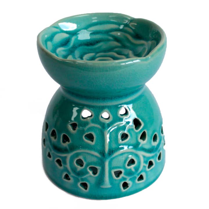 Blue Ceramic Tree of Life Oil Warmer for wholesale by AWGifts Europe