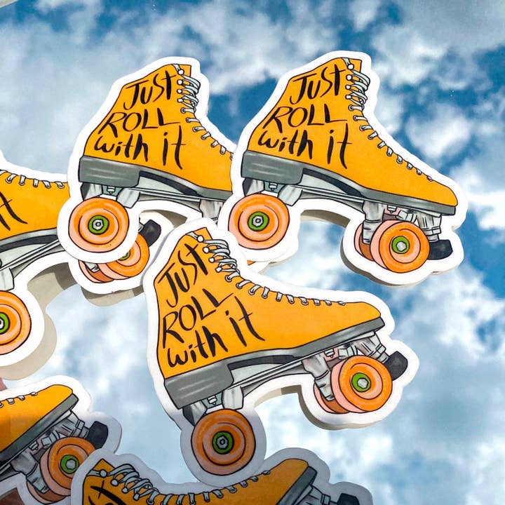 Just Roll with It Vinyl Sticker for wholesale by Doctor Scribble