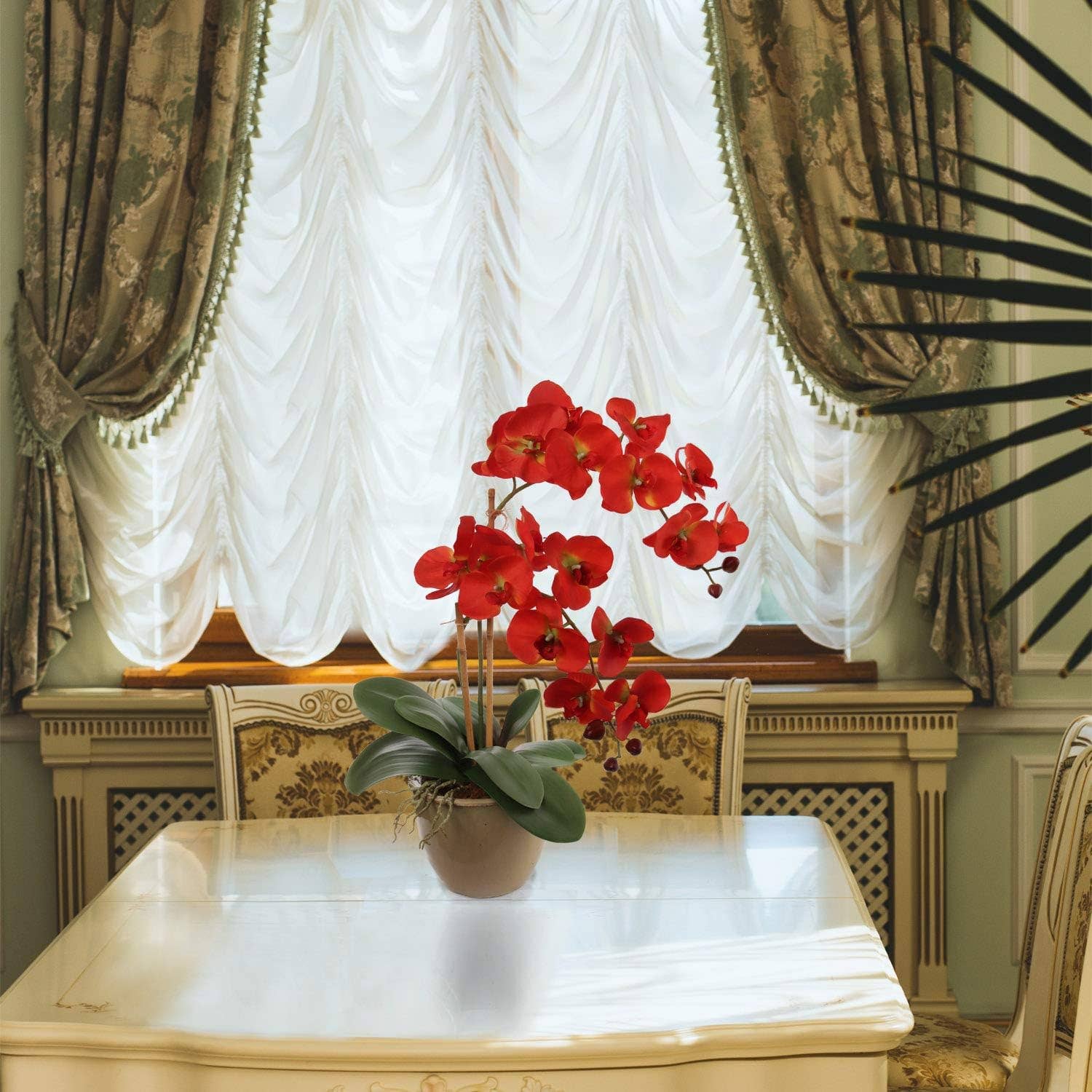 Larksilk - Wholesale Artificial flowers - Artificial Orchid Stems Phalaenopsis Flowers Orange, 33.5"3