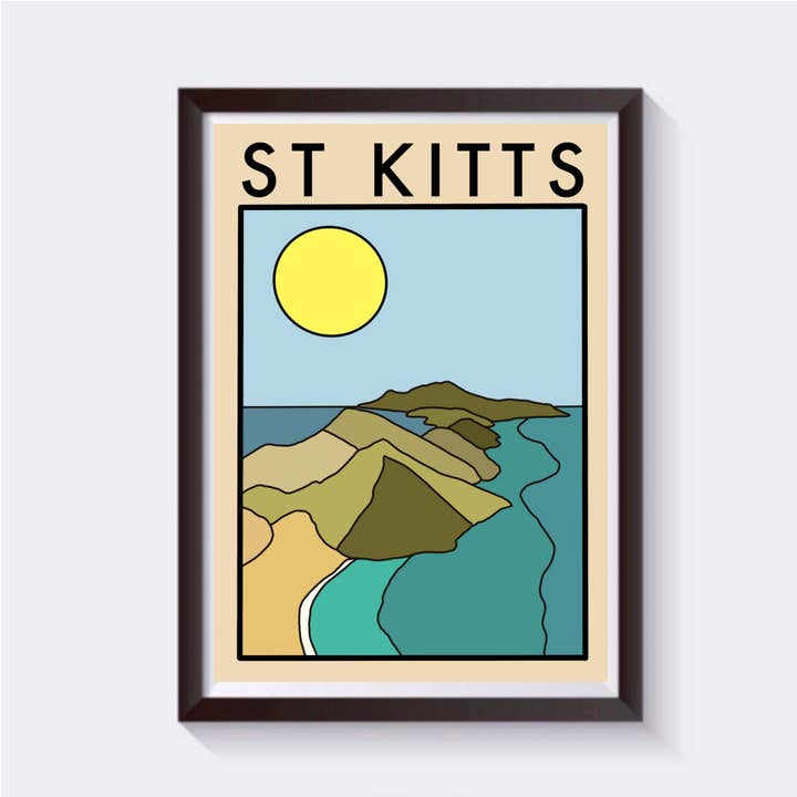 Stampa da viaggio minimalista St Kitts - Disponibile in 6 misure per la vendita all'ingrosso da parte di 2 Sisters