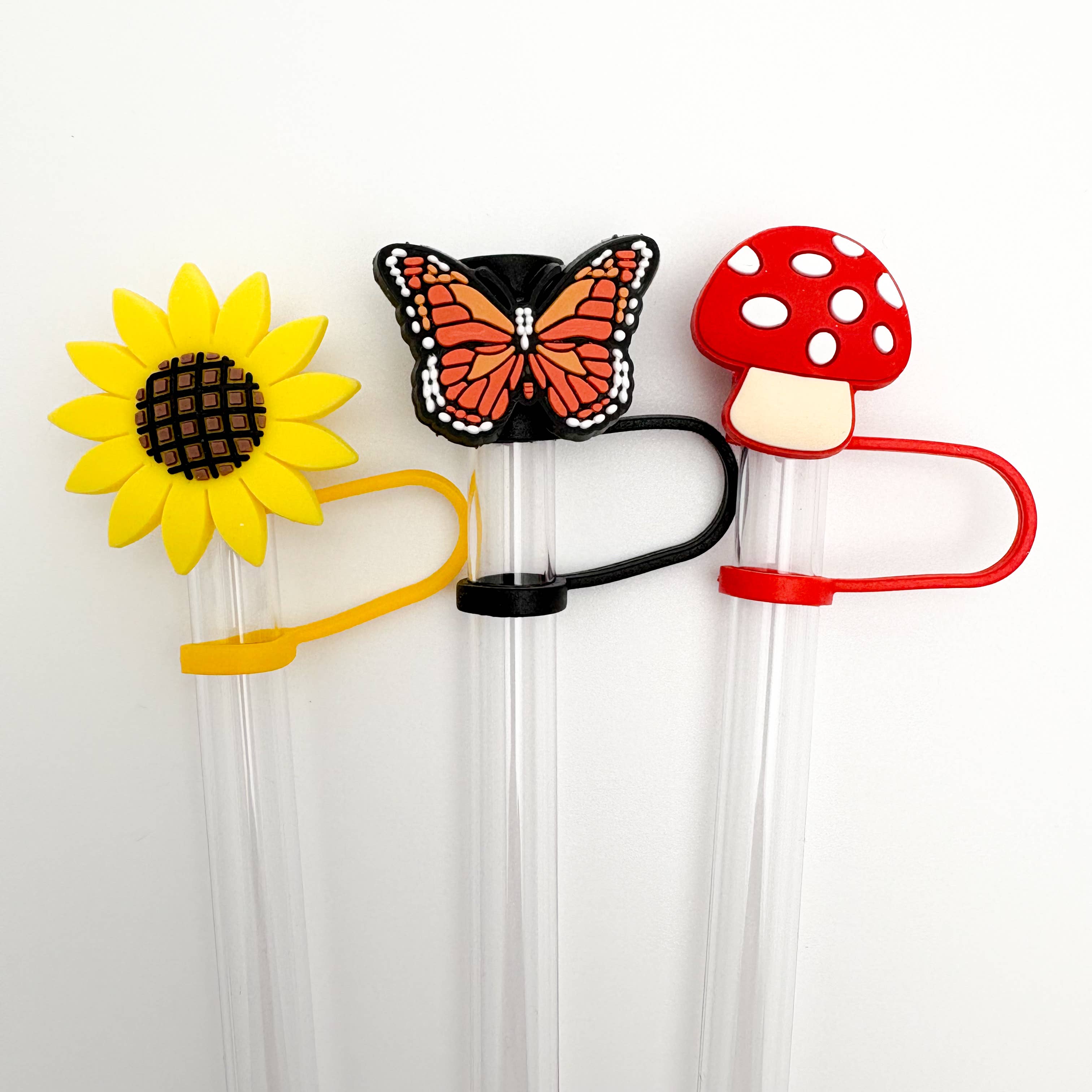 Vroom Blooms – wholesale Sugrör – Straw Topper 3-pack - Röd Svamp, Solros, Fjäril 1