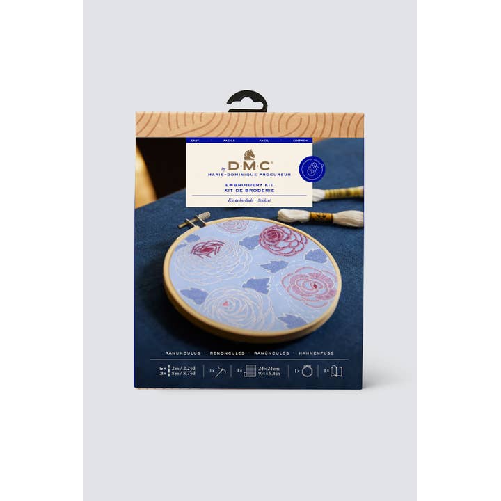 DMC - Wholesale Embroidery/Cross Stitch Supplies - DMC Designer Embroidery Kit - Ranunculus
