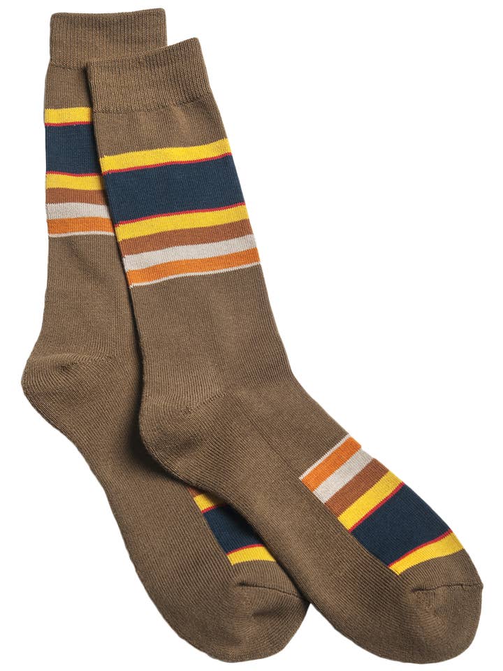 Badlands Stripe Cotton Crew Sock for wholesale by Pendleton Hosiery