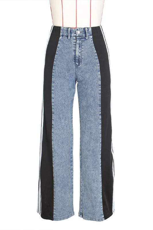 Queen Fashion - Vente Pantalon – femme - pantalon rayé à jambes larges9